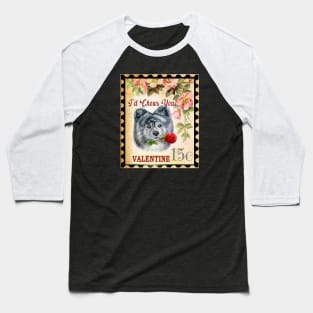 Akita brindle Vintage Valentine Funny Dog With Rose Baseball T-Shirt